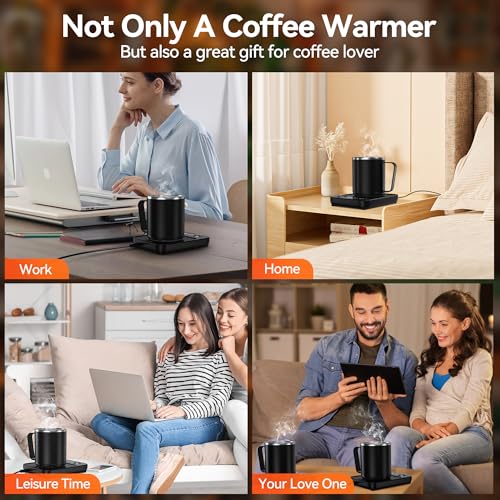 Image of Coffee Mug Warmer & Mug Set for Desk, Electric Coffee Cup Warmer with 16oz Heated Mug, Temperature Control Smart Coffee Heater with Auto Shut Off & 9 Temp Settings, Gifts for Men Women, Black