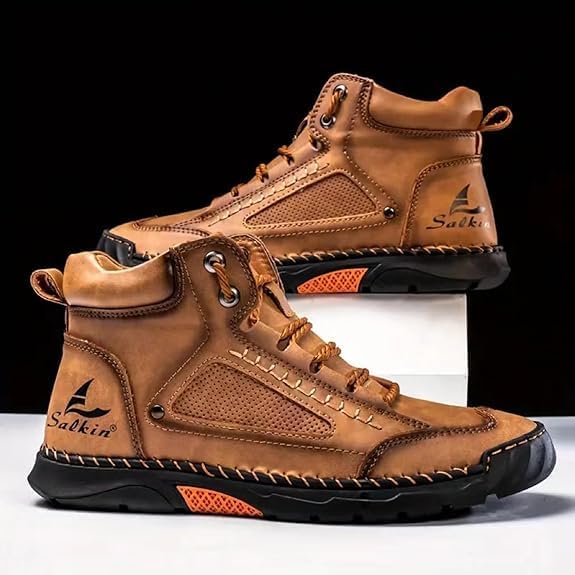 Hillde Mens Shoes,Men Comfortable Breathable Walking Shoes Casual Non-Slip Leather Sneakers Arch Support Loafers3