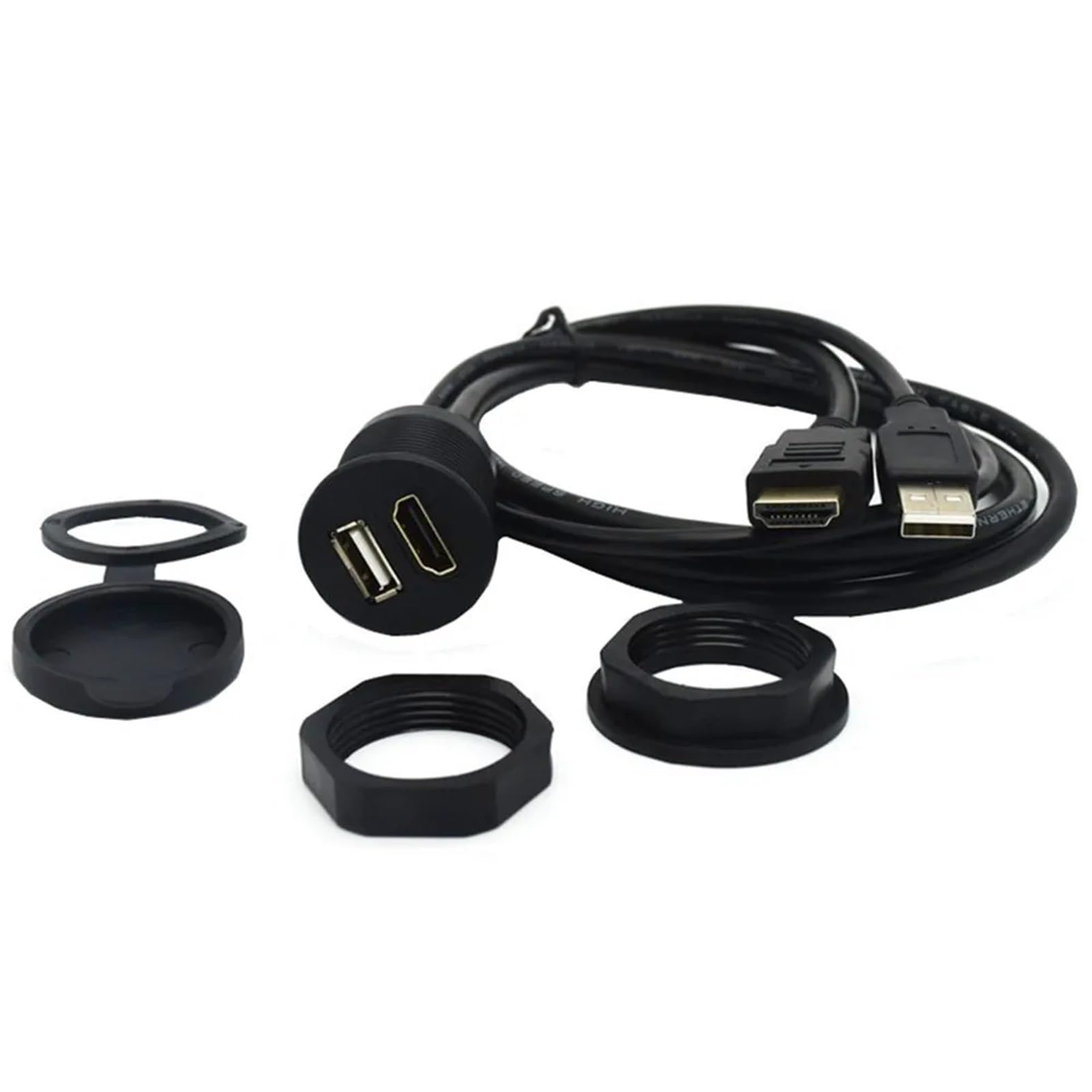 1M 2M Car Boat Dash Flush Mount USB 3.0 A męski na żeński + HDMI - kompatybilny z przewodem przedłużającym kabel do montażu ołowiu (2 m, HDMI)