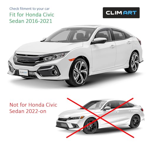 Image of CLIM ART in-Channel Incredibly Durable Rain Guards for Honda Civic 2016-2021 Sedan, Original Window Deflectors, Vent Window Visors, Vent Deflector, 4 pcs. - 616071