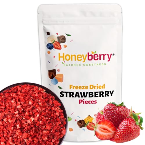 Piezas de fresa liofilizada (50 g), sin azúcar añadida, 100% natural, sin gluten, vegano amigable