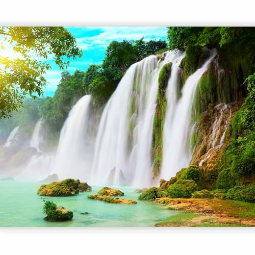 artgeist Premium Wall Mural Waterfall Tropical 98x76 in - Non-Woven Wall Mural Premium Print Fleece Picture Design Image Home Decor Landscape Detian Falls 100403-267
