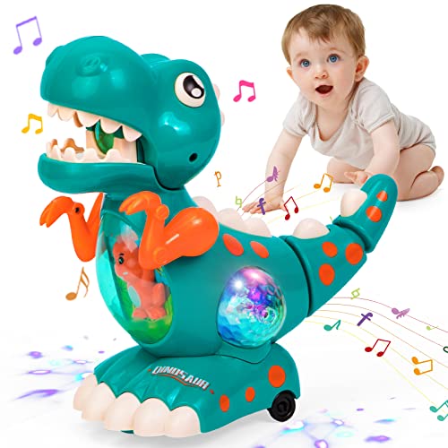 Thedttoy Musik Baby Spielzeug ab 1 Jahr Jungen Kinderspielzeug ab 1 2 3 Jahr Babyspielzeug 9 12 18 24 Monate Dinosaurier Spielzeug mit Licht, Krabbel Musikspielzeug Geburtstags Geschenk für Kinder