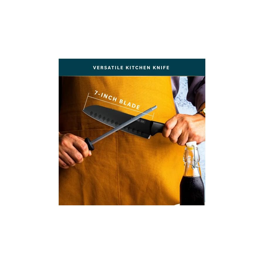 Home-Hero-2-Pcs-Santoku-Knife-with-Sheath-High-Carbon-Stainless-Steel-Chopping-Knife-with-Ergonomic-Handle-Razor-Sharp-Multi-Purpose-Kitchen-Knife-for-Chopping-Vegetable-and-Cooking-Black Home Hero 2 Pcs Santoku Knife with Sheath - High Carbon Stainless Steel Chopping Knife with Ergonomic Handle - Razor-Sharp Multi-Purpose Kitchen Knife for Chopping Vegetable and Cooking (Black)