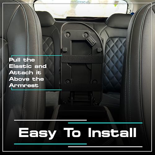Image of Carigiri Comfirest Armrest Cushion for Car| Orthopedic Foam Cushion| Universal for All Cars| Armrest Support Extender| Armrest Height Extender(Double Stitching,Nappa Leatherette,Black with White Seam
