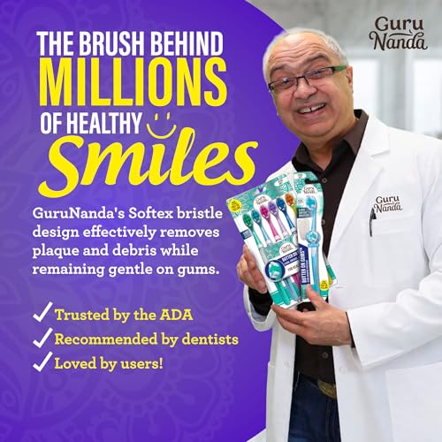 Image of GuruNanda Butter On Gums Toothbrush, ADA Accepted, with 8000+ Extra Soft Bristles for Sensitive Gums, Soft Toothbrush for Kids & Adults, 8Pcs
