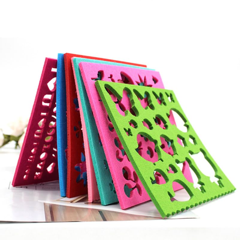 Tofficu 7 Pieces Needle Felting Template Set, Multiple Shapes Pattern DIY Felt Template, Needle Felting Applique Shape - Image 3