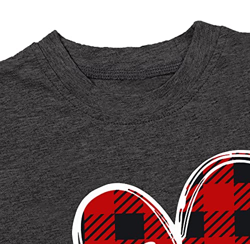 Image of LAZYCHILD Kids Valentine Shirt Girls Valentines Day Shirts Heart Graphic Long Sleeve Striped Tee Tops 5-14 Years