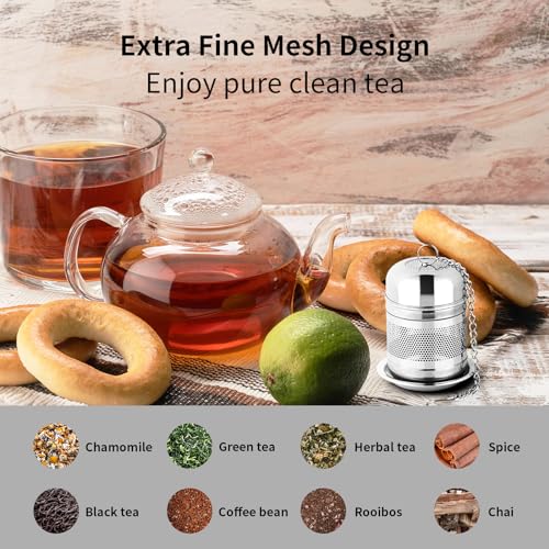 Fri4Free 2Pcs Tea Infuser Strainer - Stainless Steel Tea Strainers For Loose Tea, Loose Leaf Tea Steeper, Fine Mesh Tea Ball Holder With Chain Hook And Lid thumb #2