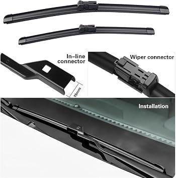 3pcs Wiper Front & Rear Wiper Blades Set Compatible with Seat Ibiza Coupe 6J Hatchback 2012-2017 Windscreen Windshield Window 241613