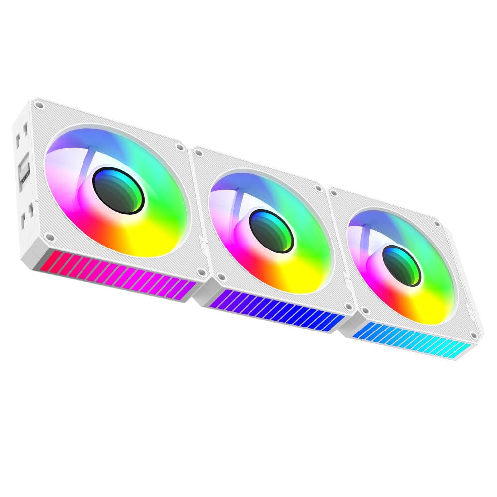 Jungle Leopard JM-S1120 Infinity Mirror Module Daisy Chain ARGB & PWM Ventilador de 120 mm, paquete triple con controlador, adecuado para carcasa de computadora y enfriador AIO de 360 mm, 9 blancos