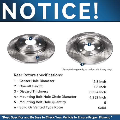 Image of Detroit Axle - Rear Brake Kit Rotors and Brake Pads for 12-18 Ford Focus | 2012 2013 2014 2015 2016 2017 2018 Disc Brake Rotors Ceramic Brakes Pads Replacement [10.67 inch Rotors]
