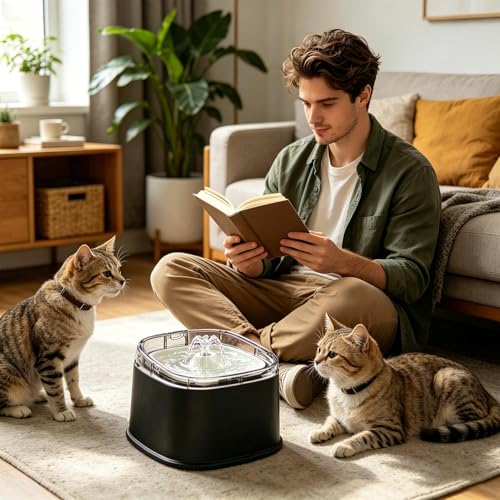 Fuente de agua para gatos para evitar deshidratacion con sistema silencioso de 2,2L 8