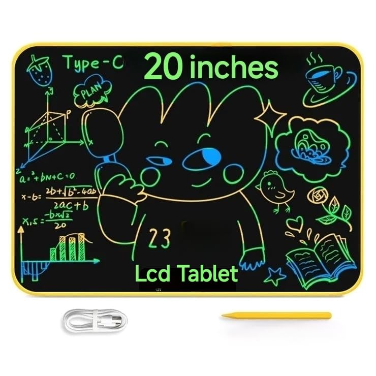 Image of Rechargeable Large(20 Inch) LCD Writing Tablet, Colorful Drawing Board, Lightweight Digital Notepad for Children, (Multicolor) (Type - C Port)
