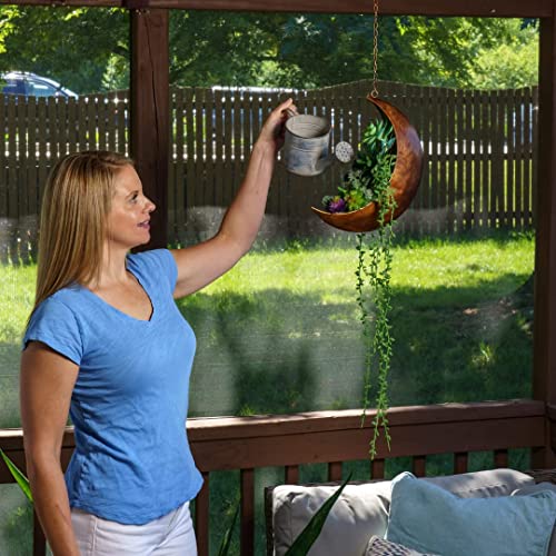 Hanging Moon Planter For Moon Room Decor – Bedroom, Bathroom,Nursery -Great For Succulents,Air Plant,Mini Cactus,Faux,Artificial Plants-12” Boho Rustic Metal Planters,Gifts For Women,Teens,Birthdays #TOP1