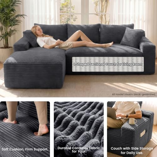 95" Modular Sectional Sofa, Boneless Chaise L-Shaped Couch for Living Room - image 8