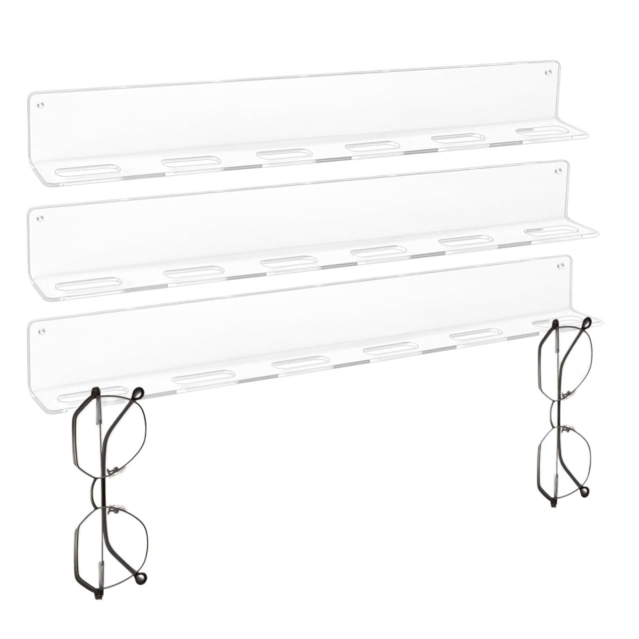 MHbdfsxz Sunglasses Display For Entryway 3 Pack Hanging Sunglasses Wall Organizer Acrylic Glasses Holder Home Office(Transparent)