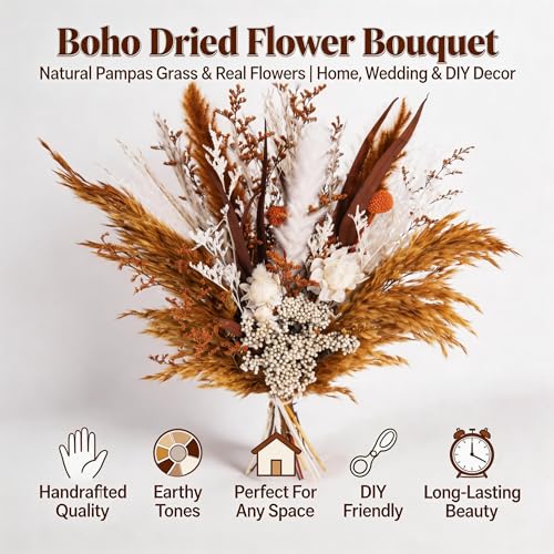 Ramo de Flores Secas Boho 17" Natural Pampas y Flores miniatura 2