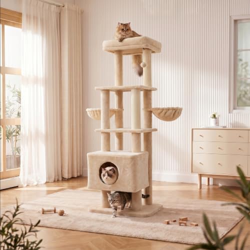 Image of 65in Large Cat Tree Heavy Duty Tower Condo & Sisal Posts for Cats