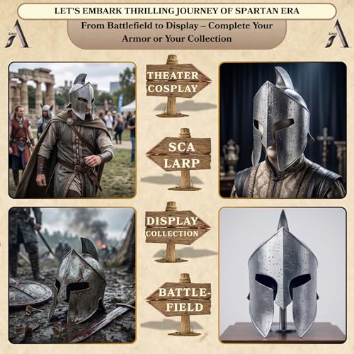 Image of AnNafi Medieval Armour King Leonidas Greek Spartan Helmet | 300 Roman Helmet| Silver Ancient Cosplay Costumes