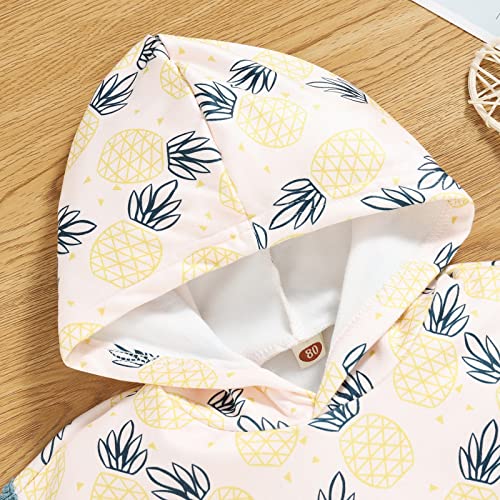 Qiylii Toddler Baby Girls Beach Cover-Up Hooded Bathrobe Strawberry/Pineapple Print Tassel Pocket Tie Up Swimwear Coverup3