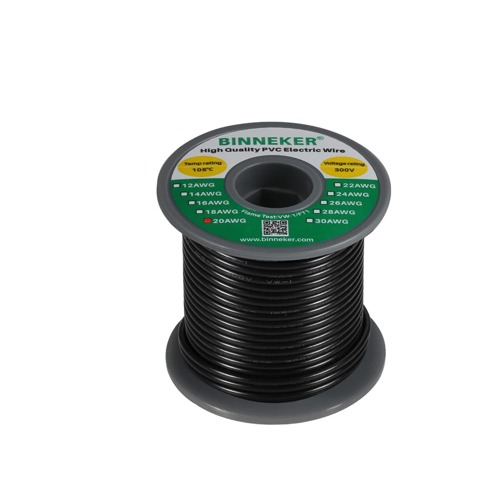 Cavo Elettrico Solido PVC 20 AWG 1007 – Rosso E Nero – 100 Piedi (30 M) Ciascuno – 300V