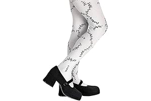 Harley Quinn Tights for Girls: Stitched Child Tights, Black and White, One Size