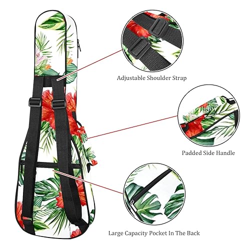 JRHEJTHH Durable Ukulele Bag Water Resistent Ukulele Case with Adjustable Shoulders for 21 23 24 inch Thick Padding Tropical Floral - Les Beatles, Paul McCartney, John Lennon, RIngo Starr, George Harrison JRHEJTHH Durable Ukulele Bag Water Resistent Ukulele Case with Adjustable Shoulders for 21 23 24 inch Thick Padding Tropical Floral – Image 4