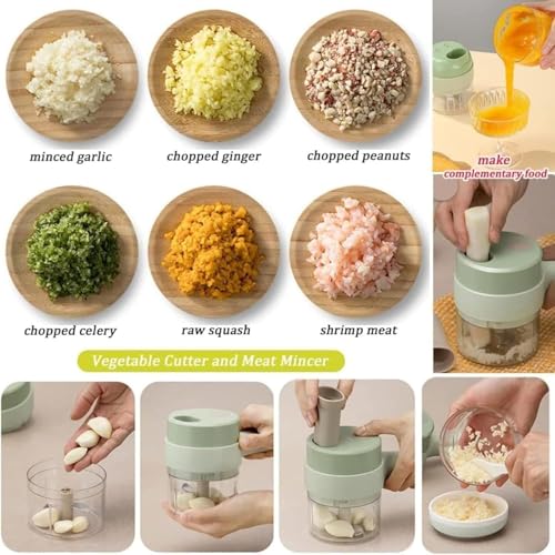 Portable Handheld 4 in 1 Electric Vegetable Slicer, Multifunctional Portable Vegetable Processor, Stainless Steel Blade, for Garlic Chili Onion Ginger Celery Meat (a) - Image 6