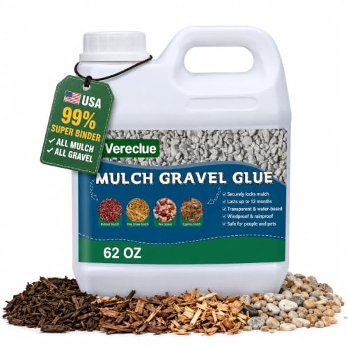 Image of Mulch Gravel Glue for Landscaping 62 Oz - Fast-Drying Rock Pea Glue, Waterproof Gravel Binder, Clear Adhesive for Rocks, Mulch, Pebbles, Rubber Outdoor Landscaping, Non-Toxic and Pet-Friendly