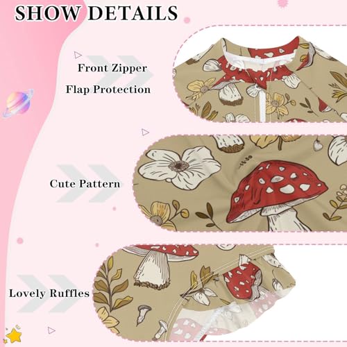 CaTaKu Girls One Piece Swimsuit Amanita Mushroom Toddler Bathing Suit Long Sleeve UPF 50+ Rash Guard Swimwear 3-12Y3