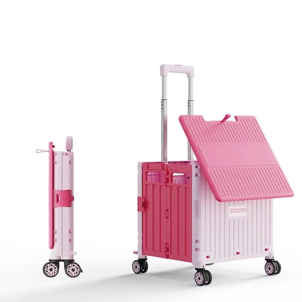 Photo 1 of **MISSING FRONT WHEELS** Gorocking Foldable Utility Cart - Pink, 8 Wheels