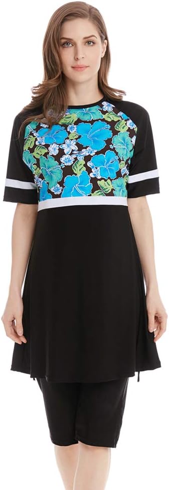 TianMaiGeLun Modest Swimwear for Women's Rash Guard Short Sleeve Swimwear Modesty Swimming Costume Surfing Suit Burkini