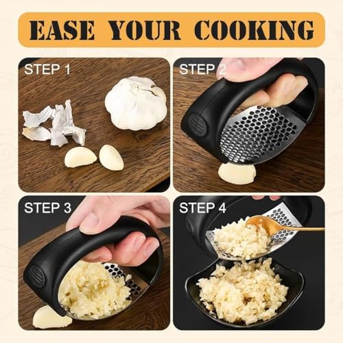 Image of Garlic Crusher & Ginger Crusher Combo, Manual Garlic Press Stainless Steel, Pack of 2 (Multicolor)