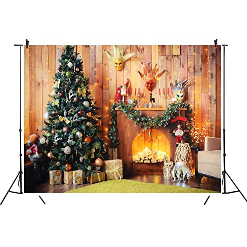 1,5 x 1,2 m Weihnachtshintergrund Weihnachtsbaum Foto Requisiten Weihnachten Kamin Fotografie Hintergrund Weihnachtsdekorationen Cover