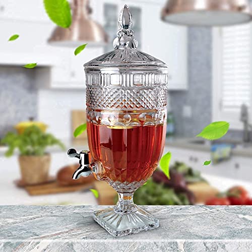 Image of Dispenser - Glass Cold Water Mason Jar Beer Dispenser, Clear, Beverage Drink Dispenser, Glass Pitcher with tap /Spigot and Steel lid,4 Liter (Mason Jar - 2 Liter)