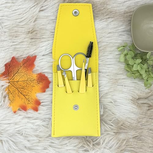 Eyebrow Tweezers for Men& Women, Ingrown Hair Plucker Kit for Facial Hair Removal, Precision Lash Tweezers Set with Brow Scissors, Spoolie, Slanted Tweezer, Pointed Tweezer-6 PCS