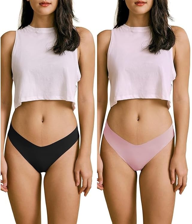 ayushicreationa Seamless Thongs for Women No Show Thong V-Waisted Stretch Breathable Ice Silk Panties Underwear-picture-43