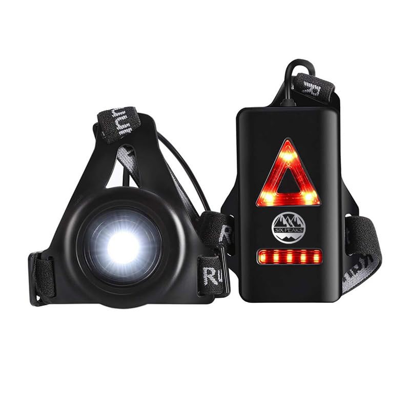 Six Peaks Running LED Chest Lamp, Rechargeable 600mAh Battery, Bright Front Beam, Red Rear Safety Light, Adjustable Fit, Night Running Torch