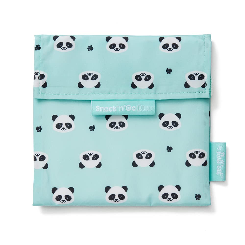 Roll'eat Panda ® | Reusable Snack Bag | Kids Snacks Container | Eco Friendly Food Bag | Snack Holder - Snack'n'go Duo Animals