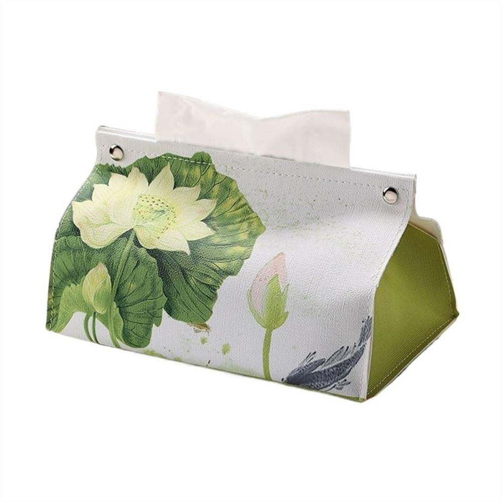 Tissue Case Tissue Box, Chinese Retro Household Holder Organizer, Artificial leather Cover Living Room Paper Drawer Bag Tissue Dispenser(Beige)