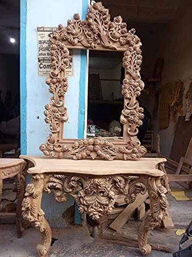 Classic Wood and Craft Wooden Dresser in Teak Wood, Golden Polish, Saharanpur (Without Mirror)-image-10