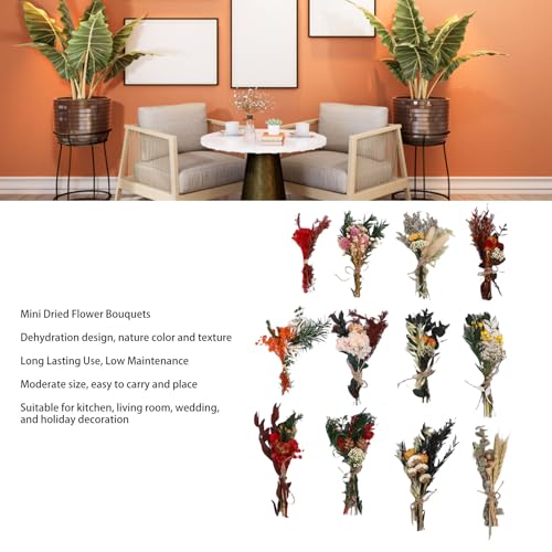12PCS Mini Ramos de Flores Secas para Decoración miniatura 4