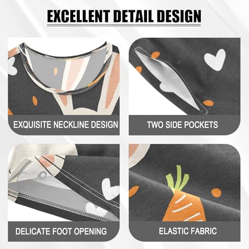 senya Short Sleeve Pajamas Sets Summer Cotton Sleepwear Face Rabbit Orange Carrot4