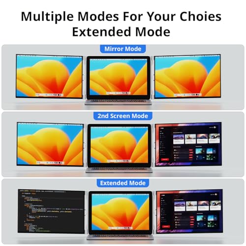 Image of AYY Laptop Screen Extender, 14 inch FHD 1200P Portable Triple Monitor for 13 inch-17 inch Laptops, Aluminum Alloy Stand, Compatible with MacOS /Windows /Chrome