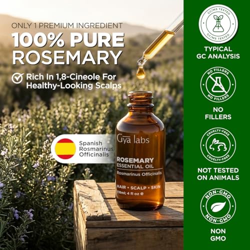 Image of 100% Pure Rosemary Essential Oil - 4 Fl Oz - Rosemary Oil for Hair, Skin, Diffuser, Aromatherapy & DIY Candle Making Scent