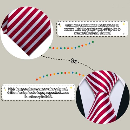 Image of Barry.Wang Man Stripe Ties Set Silk Woven Pocket Square Necktie Cufflinks Formal Party Business
