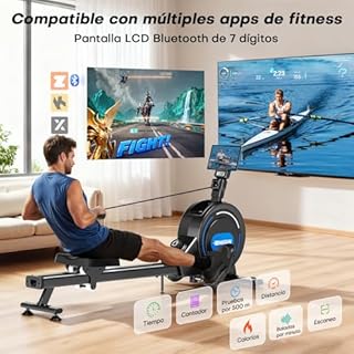 DMASUN Rameur Musculation d'Appartement​, 16 Niveaux de Résistance Magnétique, Rameur à Double Rails, App et Écran LED, Rangement Vertical, Assemblage Facile, Capacité 160 kg