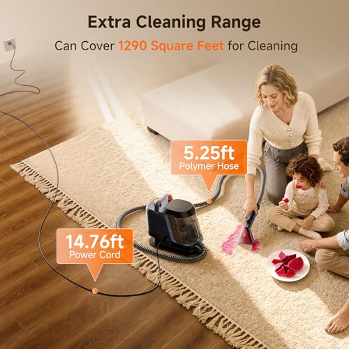 Image of Uwant Portable Carpet and Upholstery for Deep Cleaner, 18Kpa Carpet Cleaner Machine for Cars, Pets with Pet Pro Solution and Self Cleaning Set of 1 for Spot, Rug, Couch