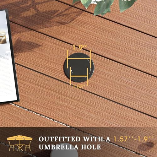 Image of VICLLAX Patio Dining Set for 4, All Weather 5-Piece Patio Set-37.8 inch Square Outdoor Table and 4 Stackable Chairs for Lawn Garden and Backyard,Walnut Tabletop
